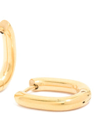 Waterproof Gold Plated Stainless Steel Oval Clicker Hoop Earrings - link has visual effect only
