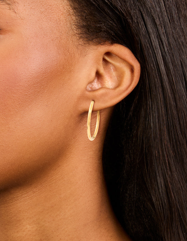 thumbnail image 2 of 2 Pcs Gold Tone Stainless Steel Inside-Out Hoop Earrings – High Polish, Snap Closure 2 of 5