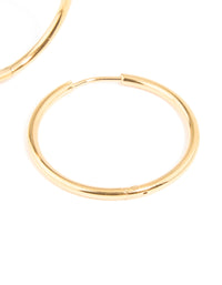 Waterproof Gold Plated Stainless Steel Clicker Hoop Earrings 30 MM - link has visual effect only