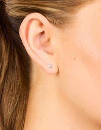 Waterproof Stainless Steel Cubic Zirconia Prism Stud Earrings 4 MM - link has visual effect only