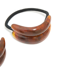 Brown Acrylic Chunky Curved Hair Ties 2-Pack - link has visual effect only