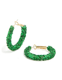 Green Glitter Hoop Earrings - link has visual effect only