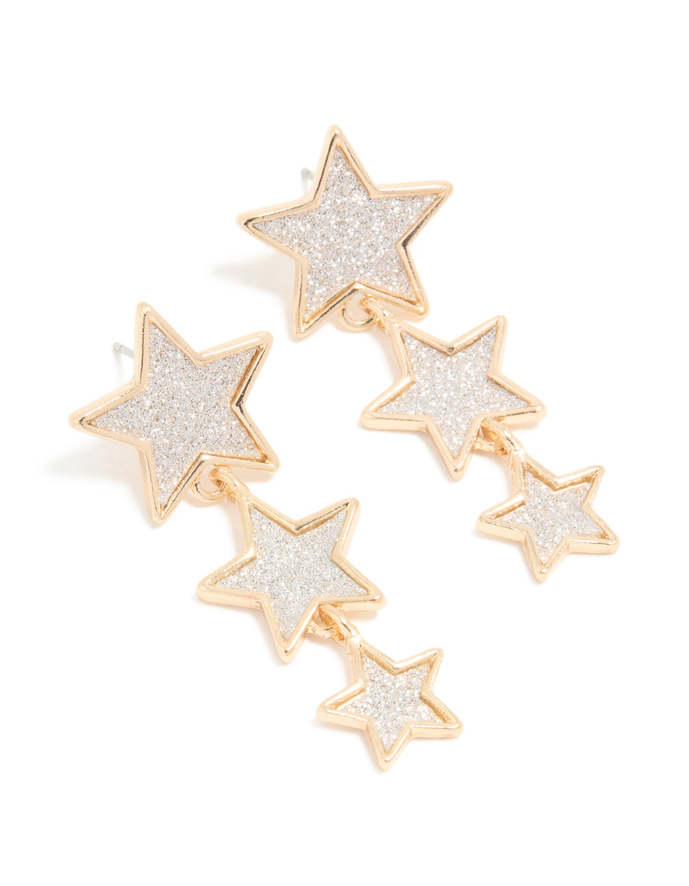 Gold Glitter Paper Stars Drop Earrings