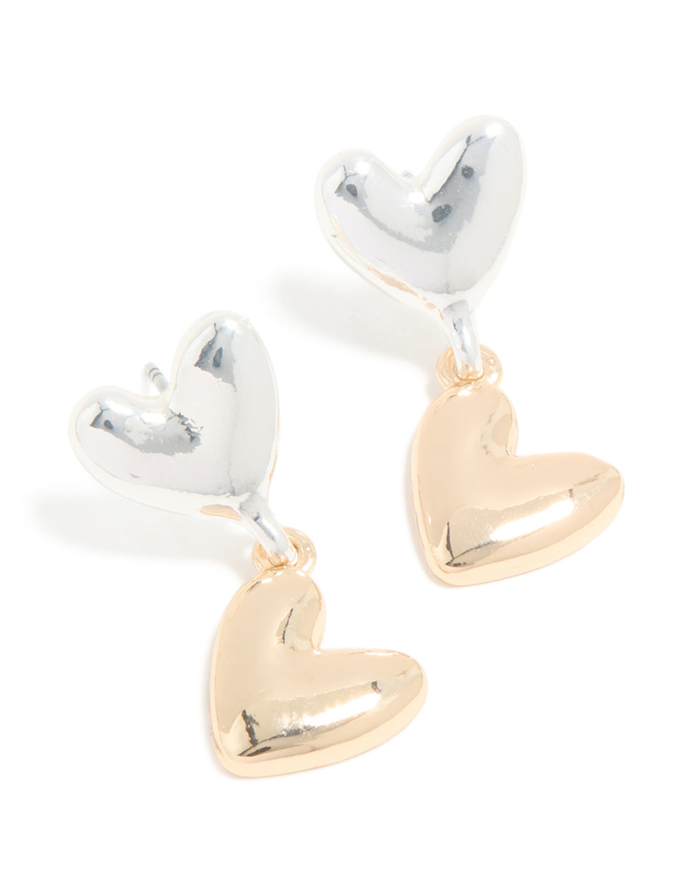 Mixed Metal Heart Drop Earrings