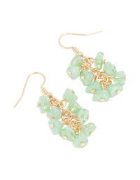 Gold Green Stone Chip Bunch Drop Earrings - link has visual effect only