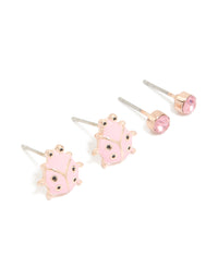 GoldPink Diamante & Ladybird Stud Earrings 2-Pack - link has visual effect only