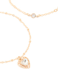 Gold Diamante Heart & Circle Charm Bracelets 2-Pack - link has visual effect only
