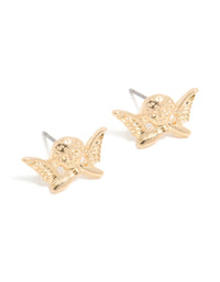 Gold Cherub Stud Earrings - link has visual effect only