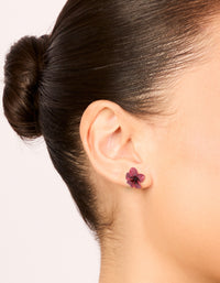 Burgundy Acrylic Frangipani Flower Stud Earrings - link has visual effect only
