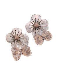 Brown Coated Metal Multi Lazer Cut Flower Drop Earrings - link has visual effect only