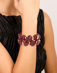 Red Acrylic & Gold Beaded Stretch Bracelets 2-Pack - link has visual effect only