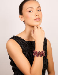 Red Acrylic & Gold Beaded Stretch Bracelets 2-Pack - link has visual effect only