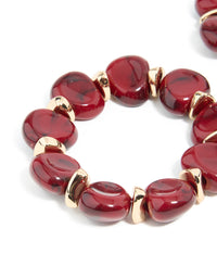 Red Acrylic & Gold Beaded Stretch Bracelets 2-Pack - link has visual effect only