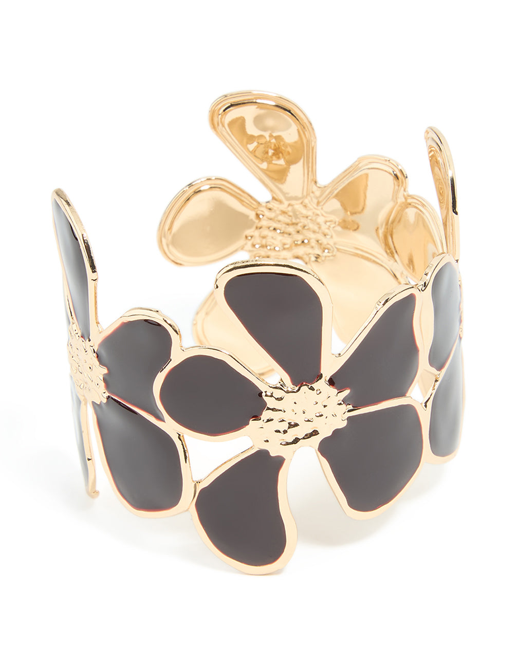Gold Black Multi Floral Wrist Cuff