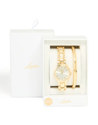 Gold Classic Wrist Cuff & Watch Set - link has visual effect only