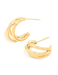 Waterproof Gold Plated Stainless Steel  Illusion Hoop Earrings - link has visual effect only