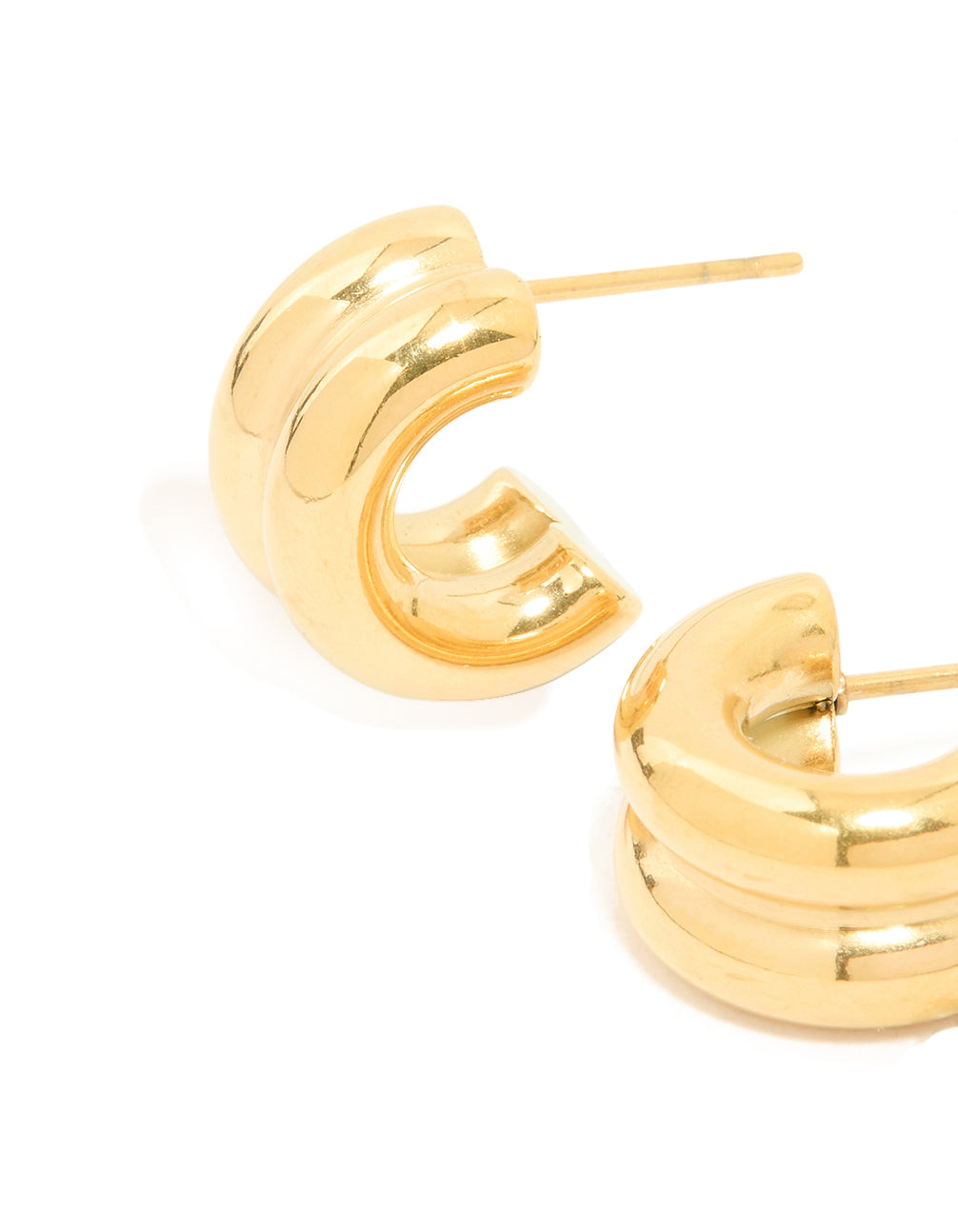 Waterproof Gold Plated Stainless Steel  Chunky Flat Hoop Earrings