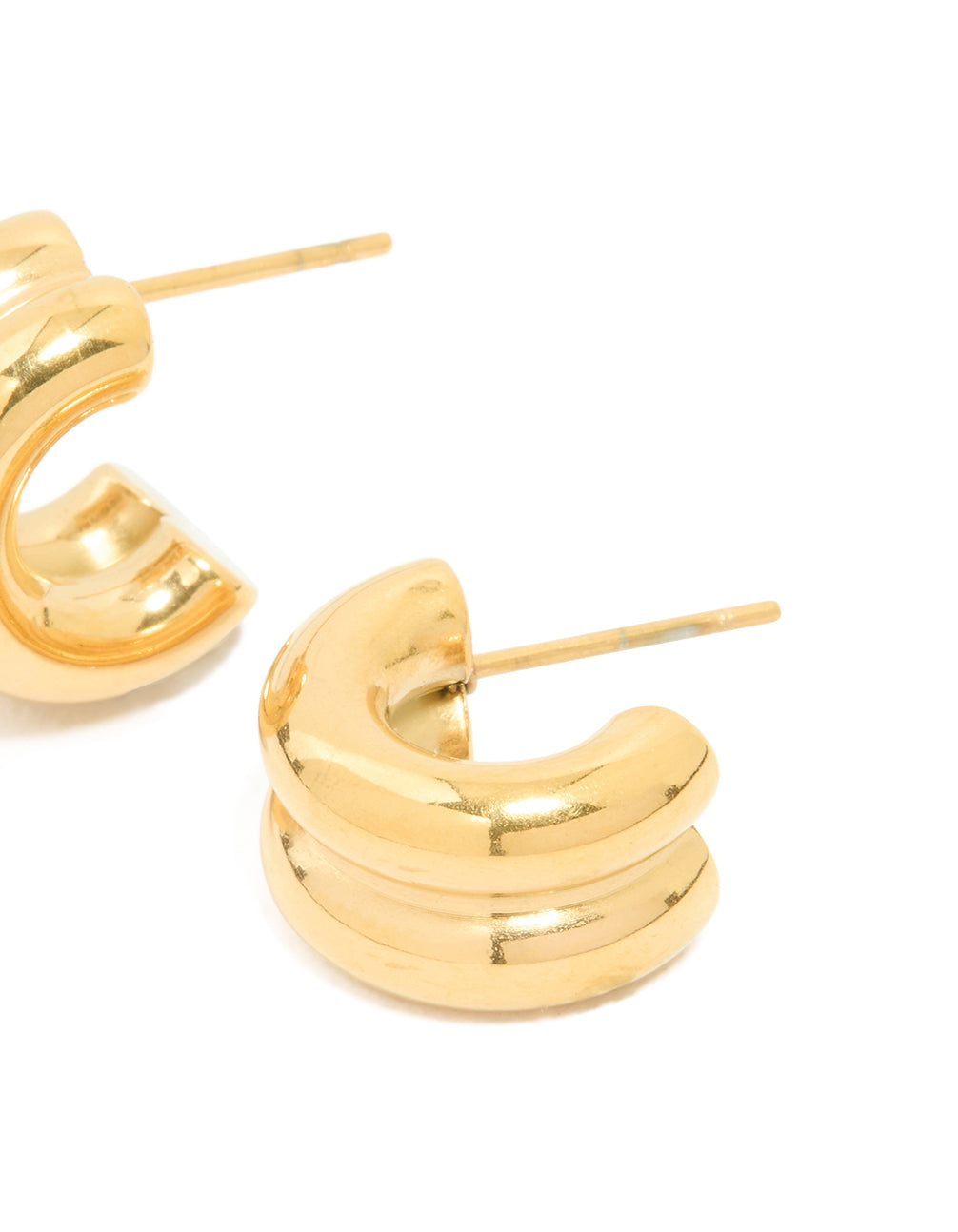 Waterproof Gold Plated Stainless Steel  Chunky Flat Hoop Earrings