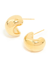 Waterproof Gold Plated Stainless Steel Chubby Hoop Earrings - link has visual effect only