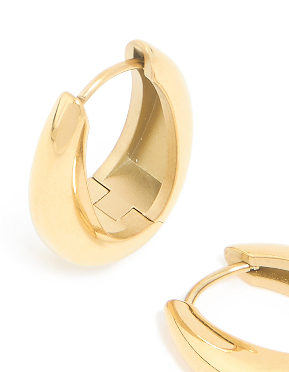 Waterproof Gold Plated Stainless Steel Hinge Hoop Earrings