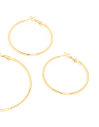 Waterproof Gold Plated Stainless Steel Thin Multi-Sized Hoop Earrings 3-Pack - link has visual effect only