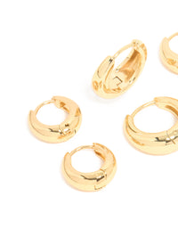 Waterproof Gold Plated Stainless Steel Thick Clicker Earrings 3-Pack - link has visual effect only