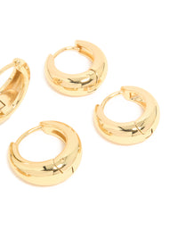Waterproof Gold Plated Stainless Steel Thick Clicker Earrings 3-Pack - link has visual effect only