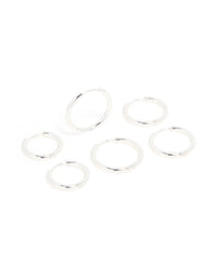 Waterproof Stainless Steel Thin Hoop Clicker Earrings 3-Pack - link has visual effect only