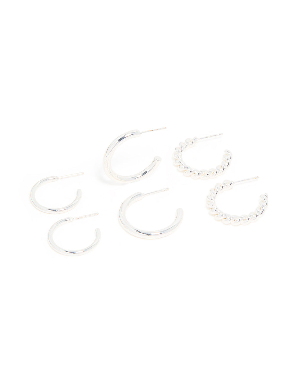 Waterproof Stainless Steel Bubble & Smooth Hoop Earrings 3-Pack