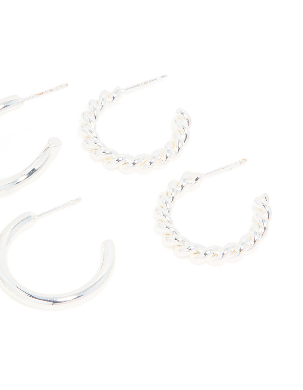 Waterproof Stainless Steel Bubble & Smooth Hoop Earrings 3-Pack