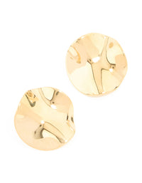 Waterproof Gold Plated Stainless Steel Molten Disc Earrings - link has visual effect only