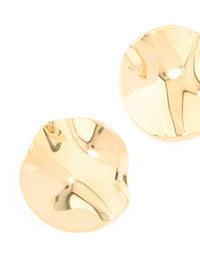 Waterproof Gold Plated Stainless Steel Molten Disc Earrings - link has visual effect only