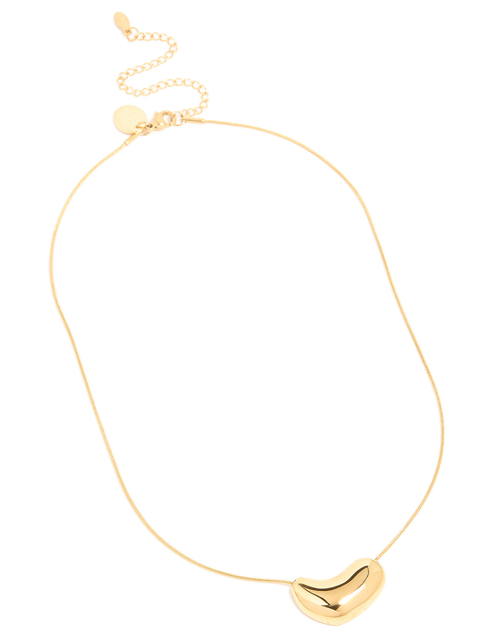 Waterproof Gold Plated Stainless Steel Bean Pendant Large Necklace