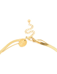 Waterproof Gold Plated Stainless Steel Snake Chain & Bean Pendant Layered Necklace - link has visual effect only