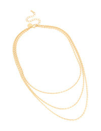 Waterproof Gold Plated Stainless Steel Delicate Layered Chain Necklace - link has visual effect only