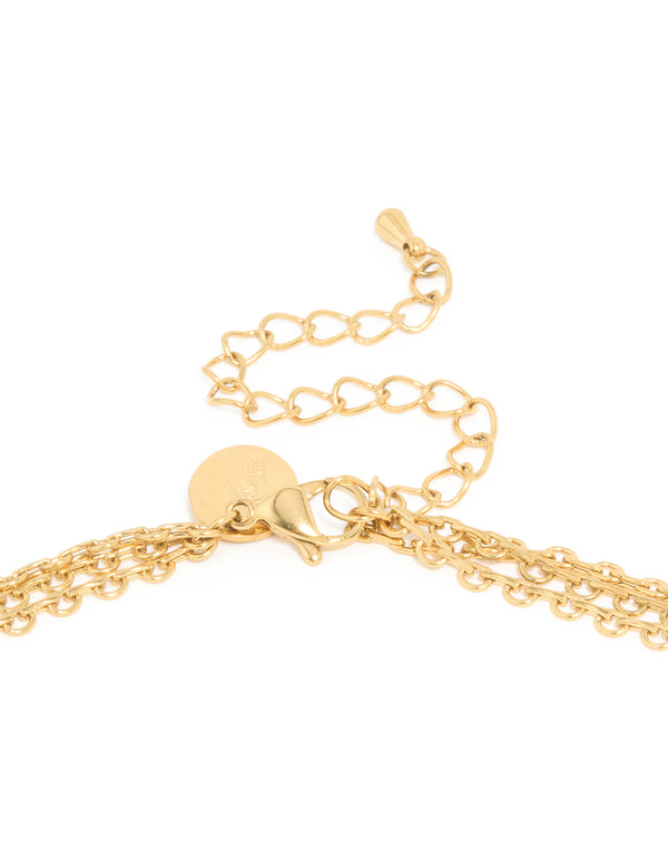 Waterproof Gold Plated Stainless Steel Delicate Layered Chain Necklace