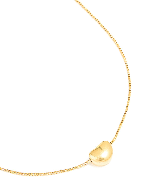 Waterproof Gold Plated Stainless Steel  Small Bean Pendant Necklace