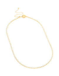 Waterproof Gold Plated Stainless Steel  Cubic Zirconia Tennis Necklace - link has visual effect only
