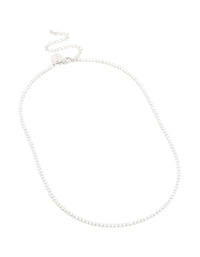 Waterproof Stainless Steel Cubic Zirconia Tennis Necklace - link has visual effect only