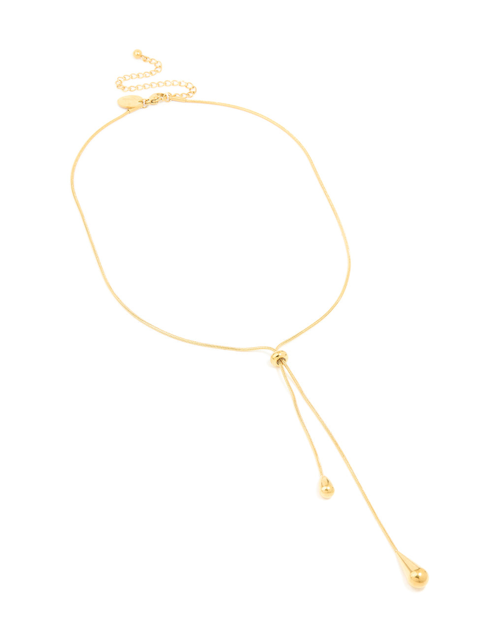 Waterproof Gold Plated Stainless Steel Pull Through Lariat Necklace