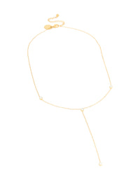 Waterproof Gold Plated Stainless Steel Cubic Zirconia Y-Necklace - link has visual effect only