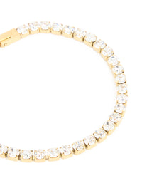 Waterproof Gold Plated Stainless Steel Cubic Zirconia Tennis Bracelet - link has visual effect only