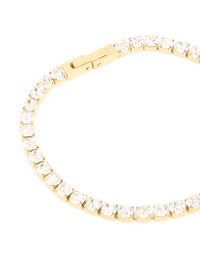 Waterproof Gold Plated Stainless Steel Cubic Zirconia Tennis Bracelet - link has visual effect only