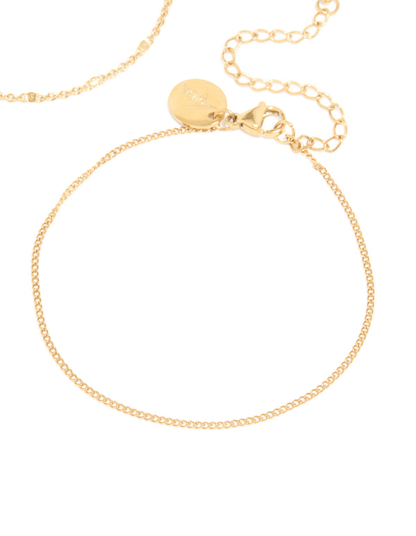 Waterproof Gold Plated Stainless Steel Mixed Chain Bracelets 3-Pack