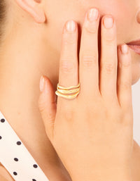 Waterproof Gold Plated Stainless Steel Organic Design Rings 3-Pack - link has visual effect only