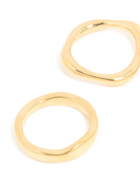 Waterproof Gold Plated Stainless Steel Organic Design Rings 3-Pack - link has visual effect only