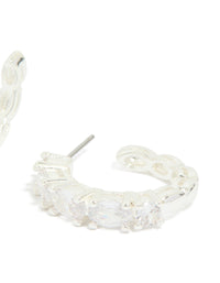 Silver Plated Cubic Zirconia Large Oval Hoop Earrings - link has visual effect only