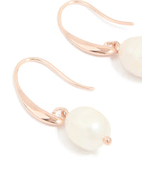 Rose Gold Plated Freshwater Pearl Medium Hook Drop Earrings - link has visual effect only