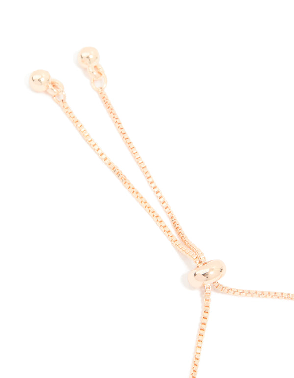 Rose Gold Plated Cubic Zirconia Flower & Butterfly Toggle Bracelet