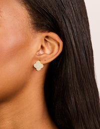 Gold Plated Cubic Zirconia Flower Detail Small Stud Earrings - link has visual effect only